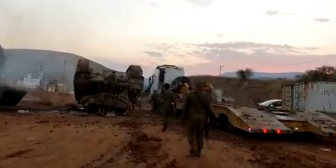 в Сети опубликовано видео падения 65-тонного израильского танка с платформы трейлера