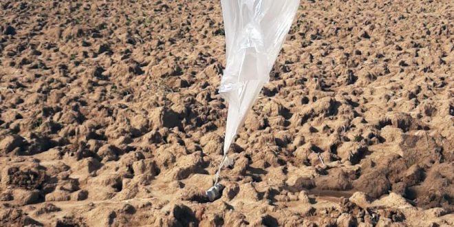 из Газы прилетел воздушный шар со взрывчаткой